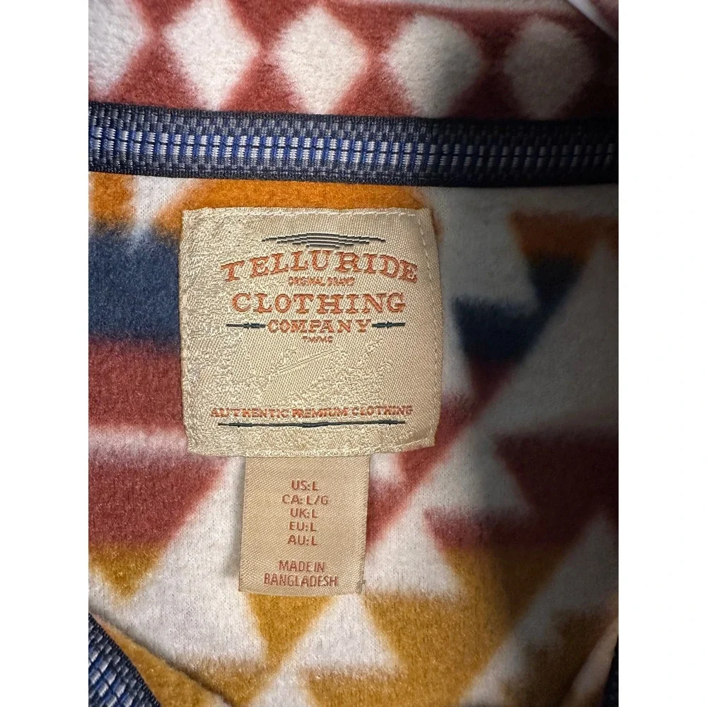 Telluride Clothing Co Mens Large Southwestern Aztec Fleece Pullover‎ Mock Neck L